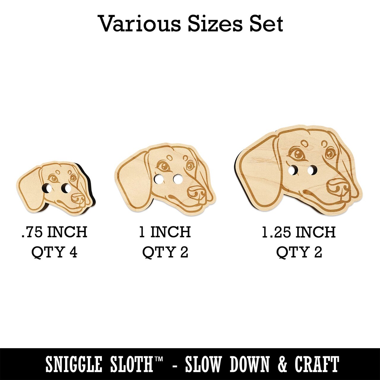 Dachshund Dog Head Wood Buttons for Sewing Knitting Crochet DIY